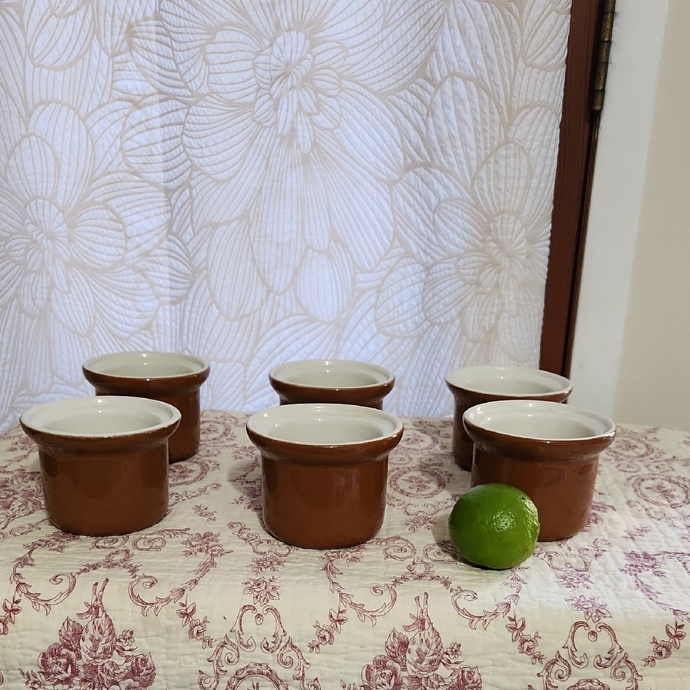H.F. COORS Chefsware 130 Ceramic Brown Ramekin Set Of 6 Coastal Grandma Cottage